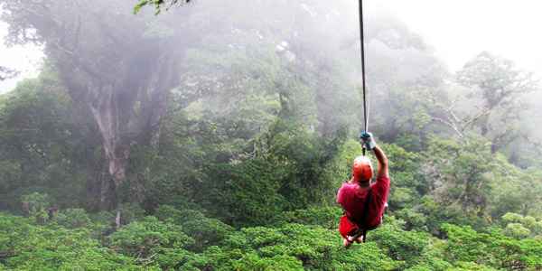 Glide through a canopy of rainforest clouds on a zipline