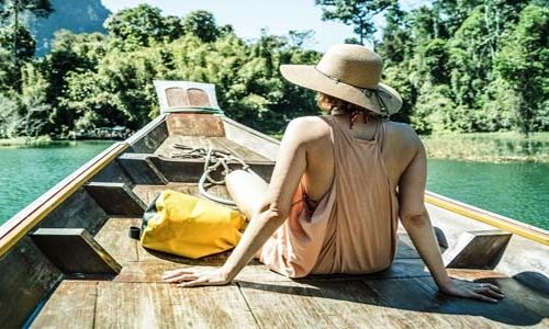 Solo female traveler on a boat